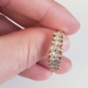 14K Gold Diamonds Ring Size 7 , 3.5 g., 3/4 in. x 1/4 in